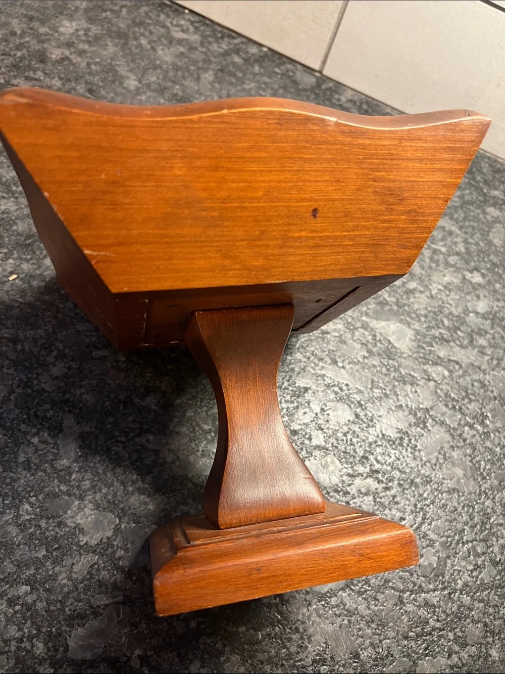 Vintage MCM Wood Pedestal Flower or Fruit Bowl - Dark Pine. RARE FIND